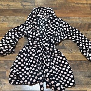 kate spade plush bathrobe black and pink